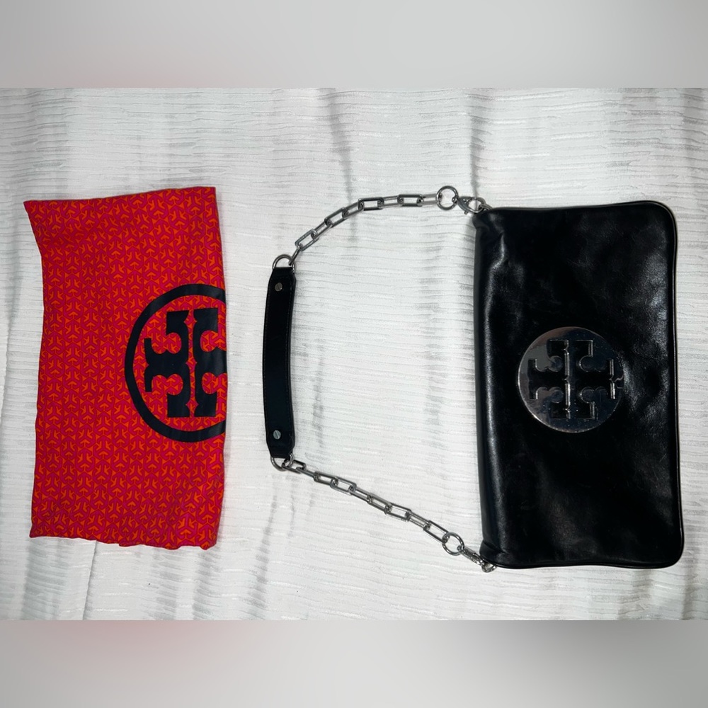 Tory Burch Black Leather Bag With Chain and Leather Handle